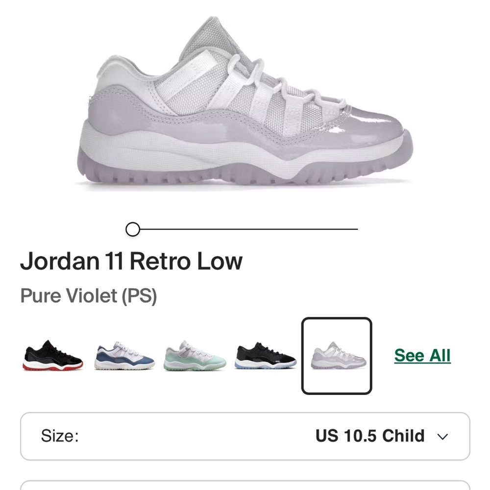 Jordan 11 Retro Low - Pure Violet & White